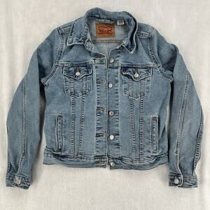 Levi's Original Trucker Denim Jacket Women's Medium Light Wash Button Size M